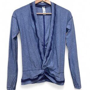 Ivivva Wrap Style Long Sleeve Twist Front Top Heathered Blue XS/S